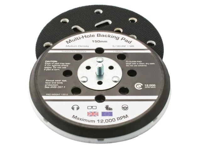RIGHT LINES Backing Pads For DA Sanders Backing Pads ABRASIVES FOR INDUSTRY LIMITED - Abrasives world 150mm x 5/16" UNF + M8 Fitment