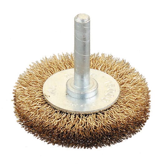 Radial Wire Brush Wheel Spindle Mounted: Brass Coated Steel Wire Brushes Abrasives World