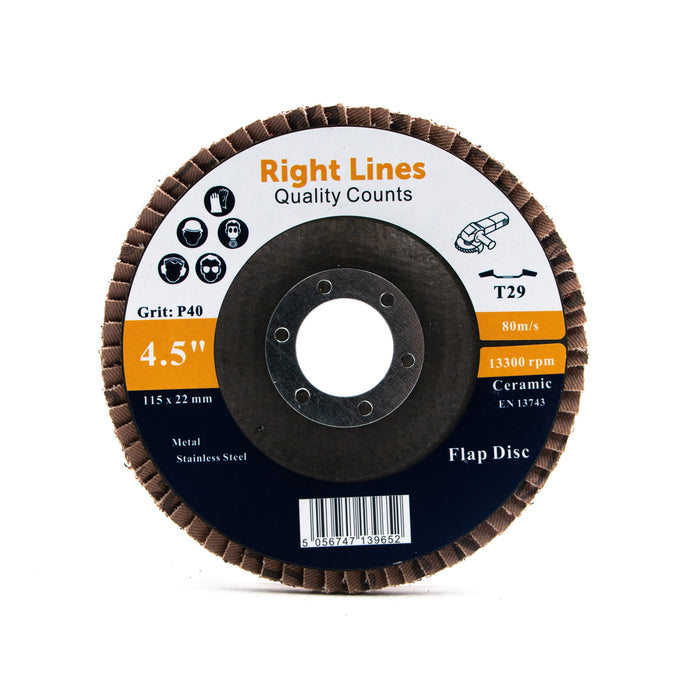 RIGHT LINES Ceramic Flap Disc 115mm Ceramic Flap Discs Abrasives World
