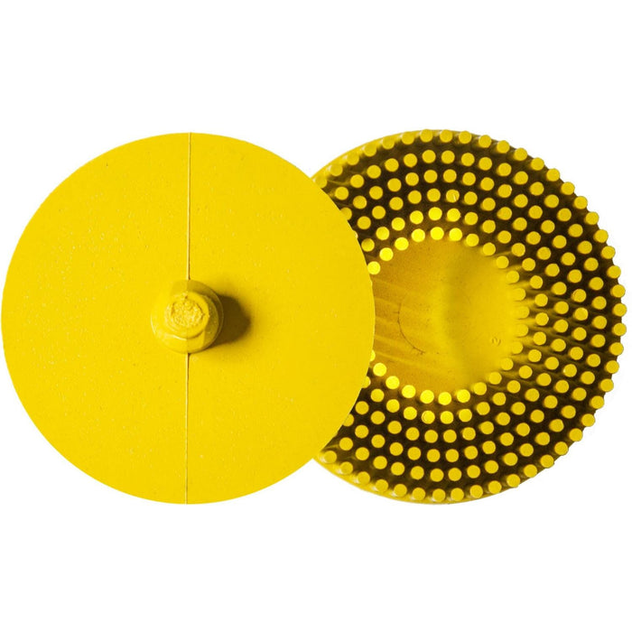 yellow Lockit/Roloc  Bristle Cup Brush  front and reverse view