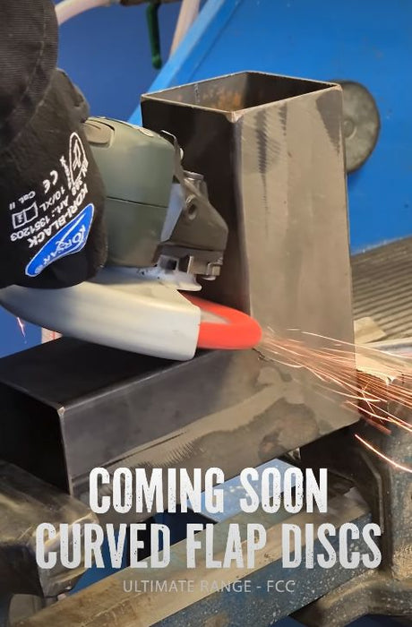 CIBO Ultimate FCC Ceramic Flap Discs in use on a welded corner