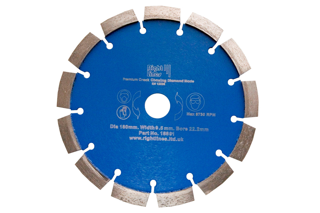 RIGHT LINES Crack Chaser Diamond Blades Diamond Blades Chaser Abrasives World 180 x 9.5 x 22.2mm 