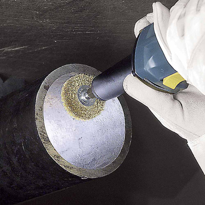 JAZ Radial Wire Brush Wheel Spindle Mounted: Brass Coated Steel Wire Brushes Abrasives World 