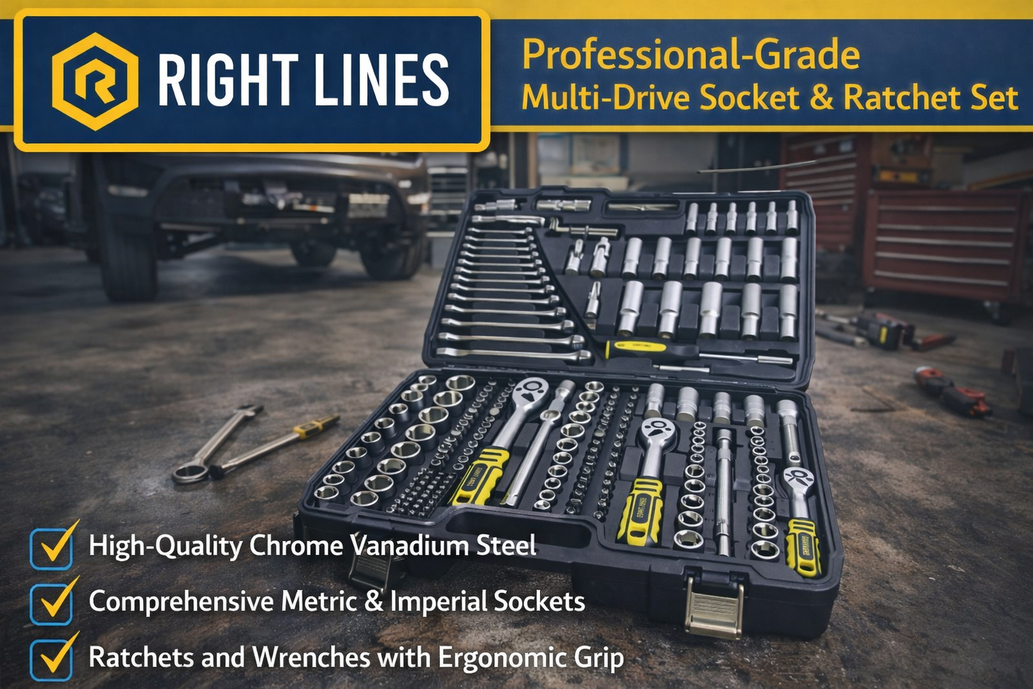 RIGHT LINES MULTI-DRIVE SOCKET & RATCHET SET