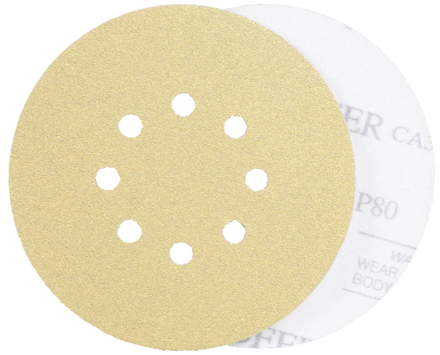 Aluminium Oxide Sanding Discs Grip Discs Aluminium Oxide Abrasives World 125mm 8 Holes P40 - Pack of 50