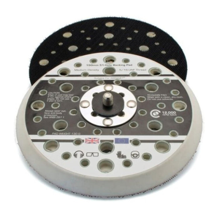RIGHT LINES Backing Pads For DA Sanders Backing Pads ABRASIVES FOR INDUSTRY LIMITED - Abrasives world 150mm x 5/16" UNF + Multi Holes 