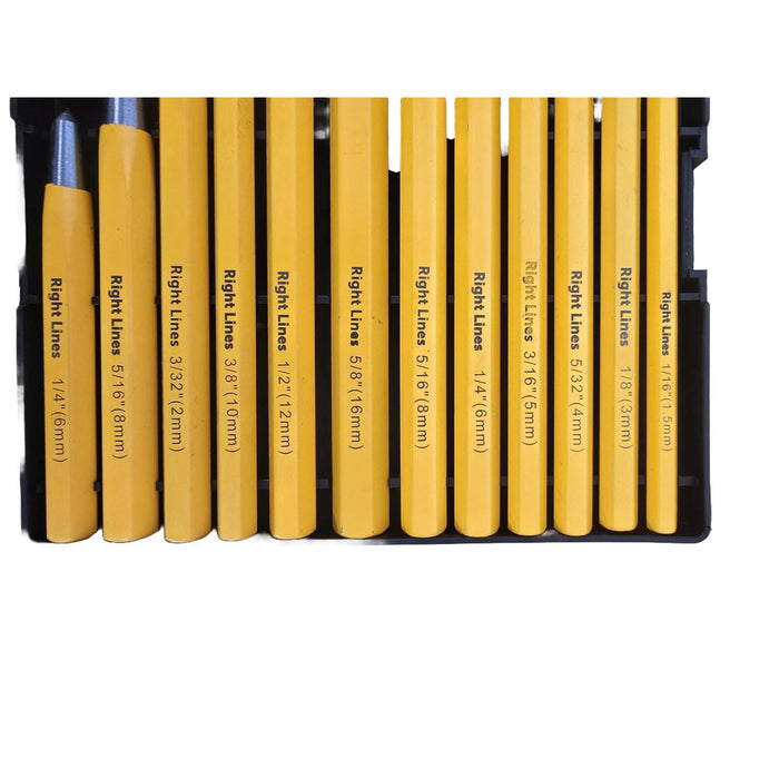 RIGHTLINES 12 pcs Chisel and Pin Punch Set Pin Punches Abrasives world 