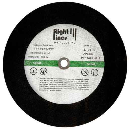 RIGHT LINES Metal Cutting Disc Wheels For Petrol Saws 100m/s Metal Cutting Discs Abrasives World 
