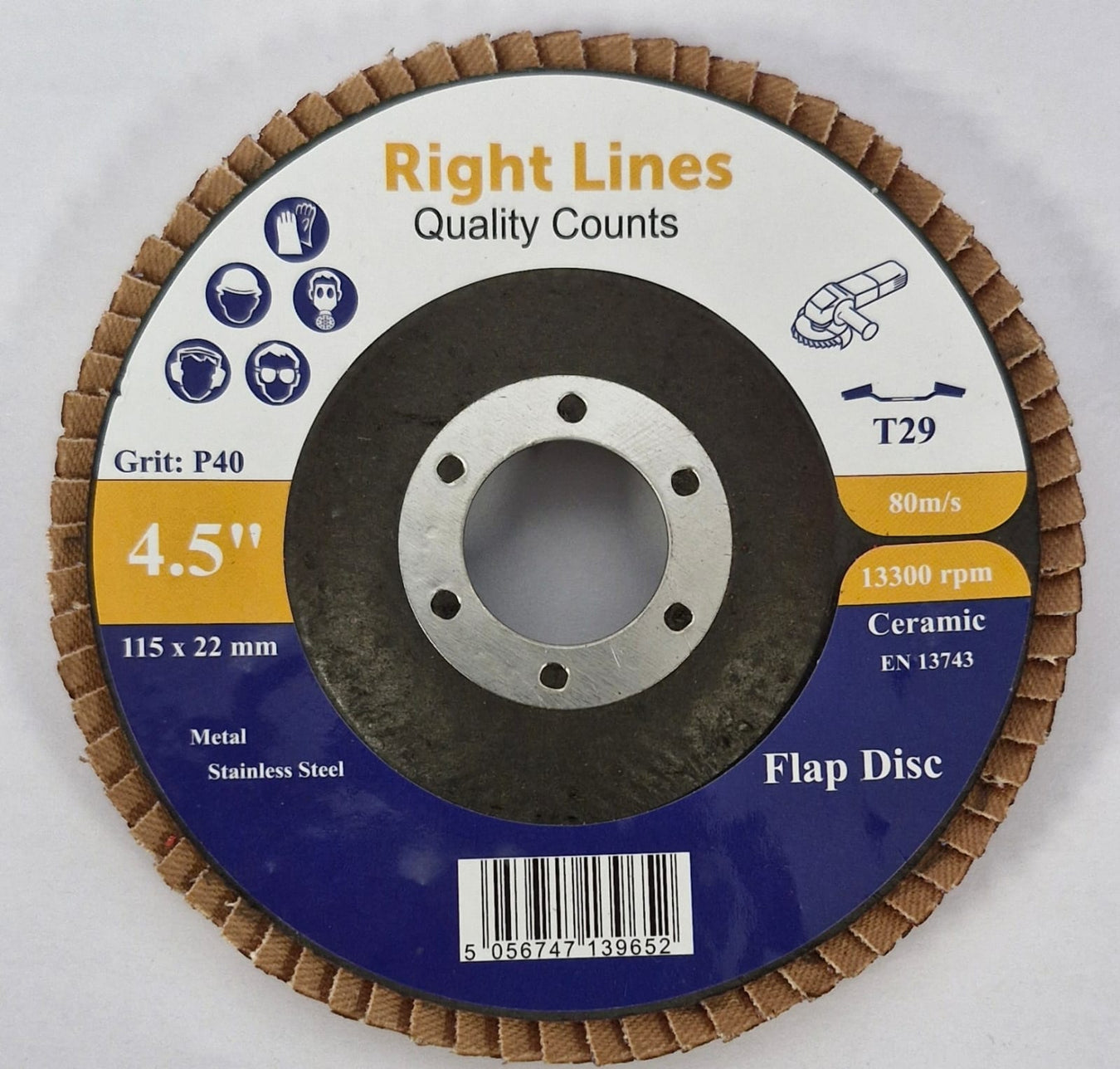 RIGHT LINES Ceramic Flap Disc 115mm Ceramic Flap Discs Abrasives World 