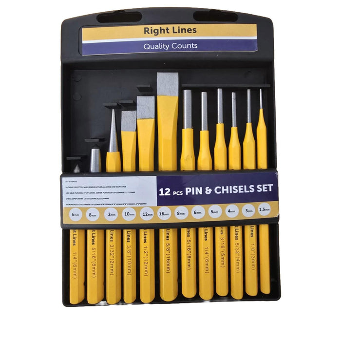 RIGHTLINES 12 pcs Chisel and Pin Punch Set Pin Punches Abrasives world 