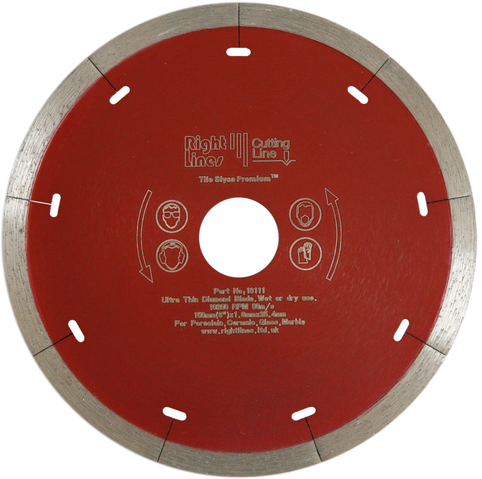 RIGHT LINES Thin Tile Slysa Premium Diamond Blades For Porcelain & Glass Tiles Diamond Blade Tile Slysa Abrasives World 150 x 1.6 x 22.2mm 